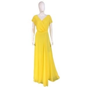 Miss Cristina V-neck Long Yellow Dress